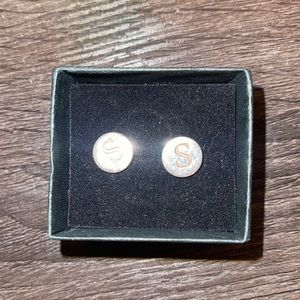 Sterling Silver S Initial Post Studs